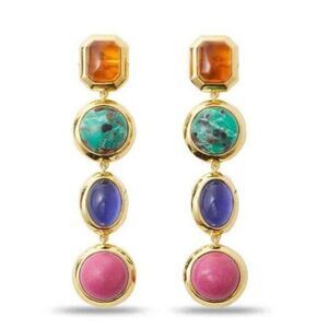 New! $225 Lele Sadoughi Bezel Jewel Linear Earrings Bezel Jewel Linear Earrings